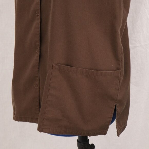 Cherokee Workwear Authentic Scrubs Brown Snap Front Top XS Lab Medical Uniform S - Picture 3 of 10
